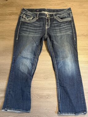 Vigoss Chelsea Slim Boot Jeans Size 22 Dark Wash Stretch Denim Flap Pocket